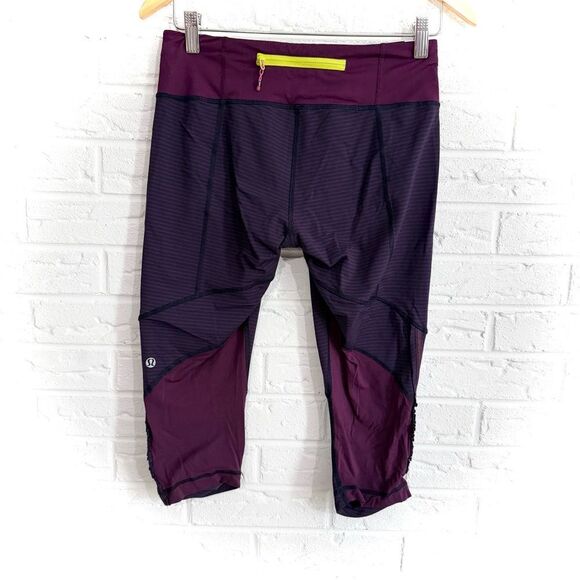 Lululemon Run: For Your Life Crop Hyper Stripe Plum Size 6 - Picture 2 of 3